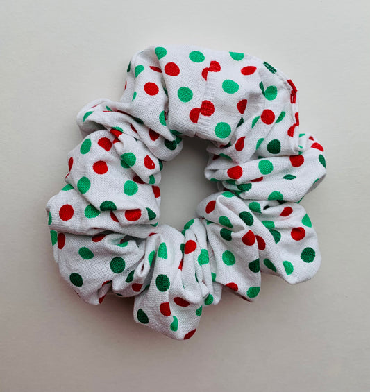 “Polka Dot Christmas" Christmas Edition Scrunchie - Medium