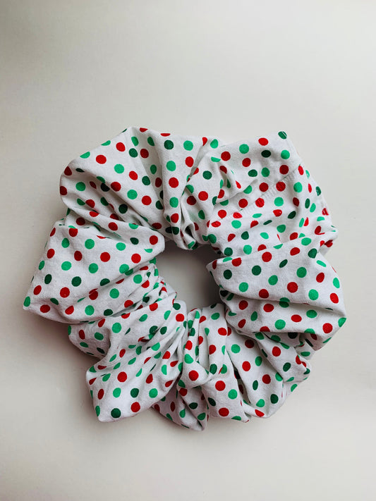 “Polka Dot Christmas" Christmas Edition Scrunchie - Large